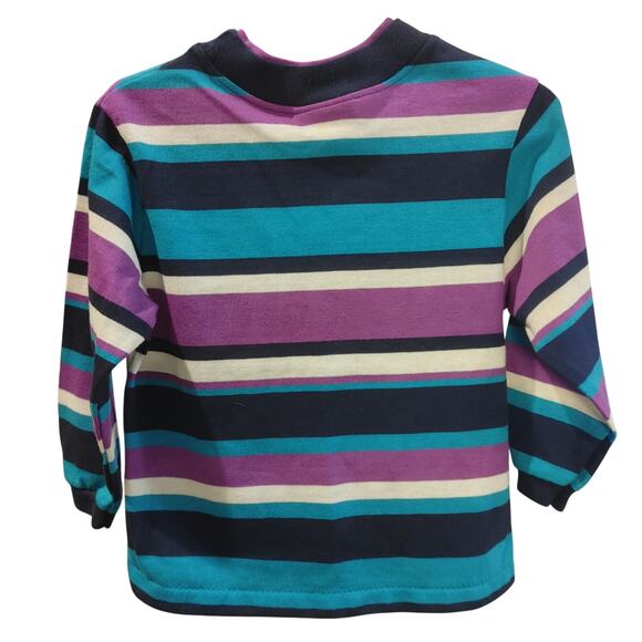 Royal Heir Girl's 3T Blue/Purple/Black Stripe Long Sleeve Crewneck Top - Picture 2 of 4